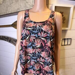 Vans Black Pink Floral Button Tank Scoop Neck Sleeveless S Women